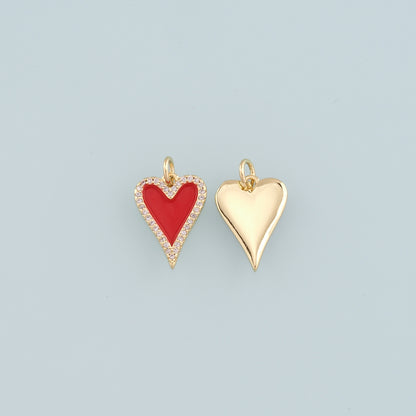 Gold Heart Charms,18K Gold Filled Heart Pendant,Enamel Heart Charm Bracelet Necklace for DIY Jewelry Making Supply