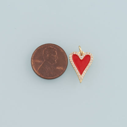 Gold Heart Charms,18K Gold Filled Heart Pendant,Enamel Heart Charm Bracelet Necklace for DIY Jewelry Making Supply