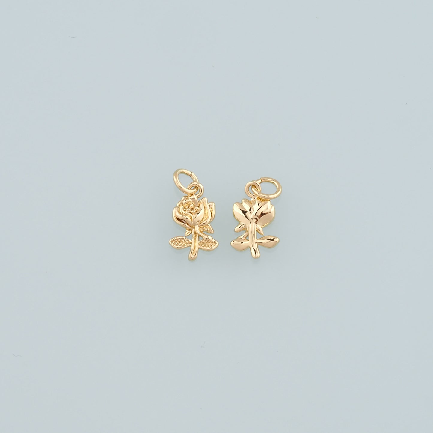 Gold Rose Charm,18K Gold Filled Rose Pendant,Flower Charm Bracelet Necklace for DIY Jewelry Making Supply