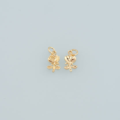Gold Rose Charm,18K Gold Filled Rose Pendant,Flower Charm Bracelet Necklace for DIY Jewelry Making Supply