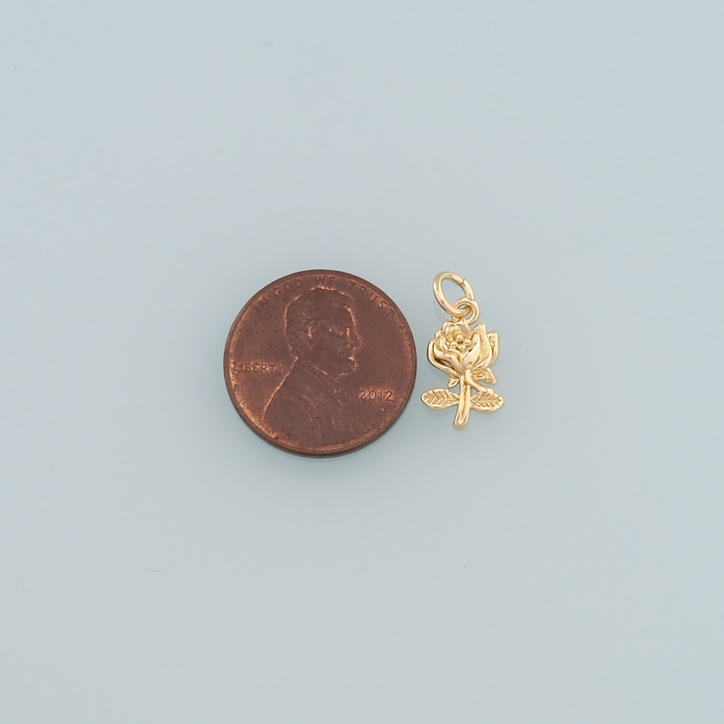 Gold Rose Charm,18K Gold Filled Rose Pendant,Flower Charm Bracelet Necklace for DIY Jewelry Making Supply