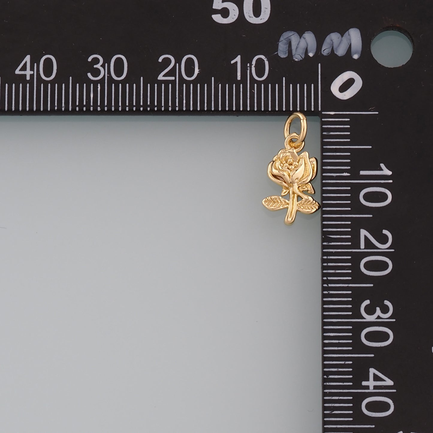 Gold Rose Charm,18K Gold Filled Rose Pendant,Flower Charm Bracelet Necklace for DIY Jewelry Making Supply