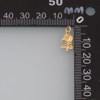 Gold Rose Charm,18K Gold Filled Rose Pendant,Flower Charm Bracelet Necklace for DIY Jewelry Making Supply