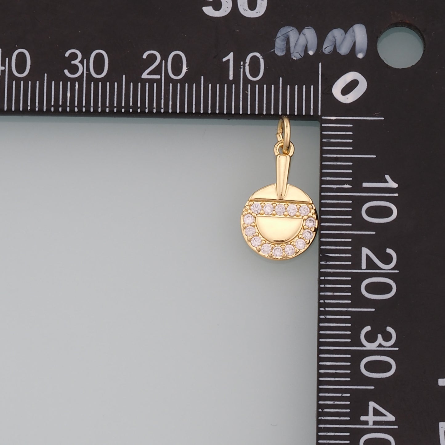 Gold Sports Charm,18K Gold Filled Table Tennis Pendant,CZ Micro Pave Racket Charm Bracelet Necklace for DIY Jewelry Making Supply