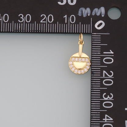 Gold Sports Charm,18K Gold Filled Table Tennis Pendant,CZ Micro Pave Racket Charm Bracelet Necklace for DIY Jewelry Making Supply