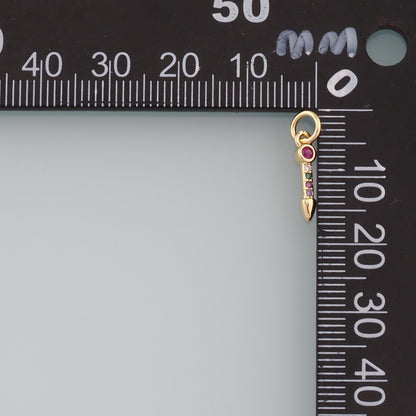 18K Gold Filled Pen Pendant,CZ Micro Pave Pen Charm Bracelet Necklace for DIY Jewelry Making Supply