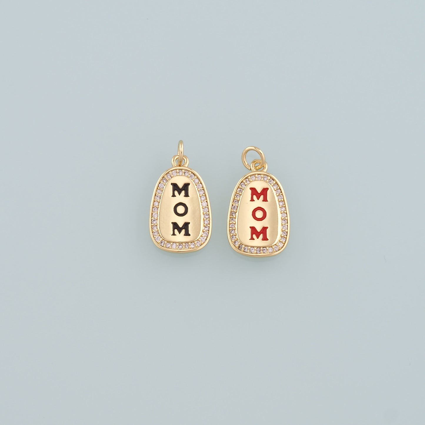 18K Gold Filled Mom Pendant,Enamel Mom Charm Bracelet Necklace for DIY Jewelry Making Supply