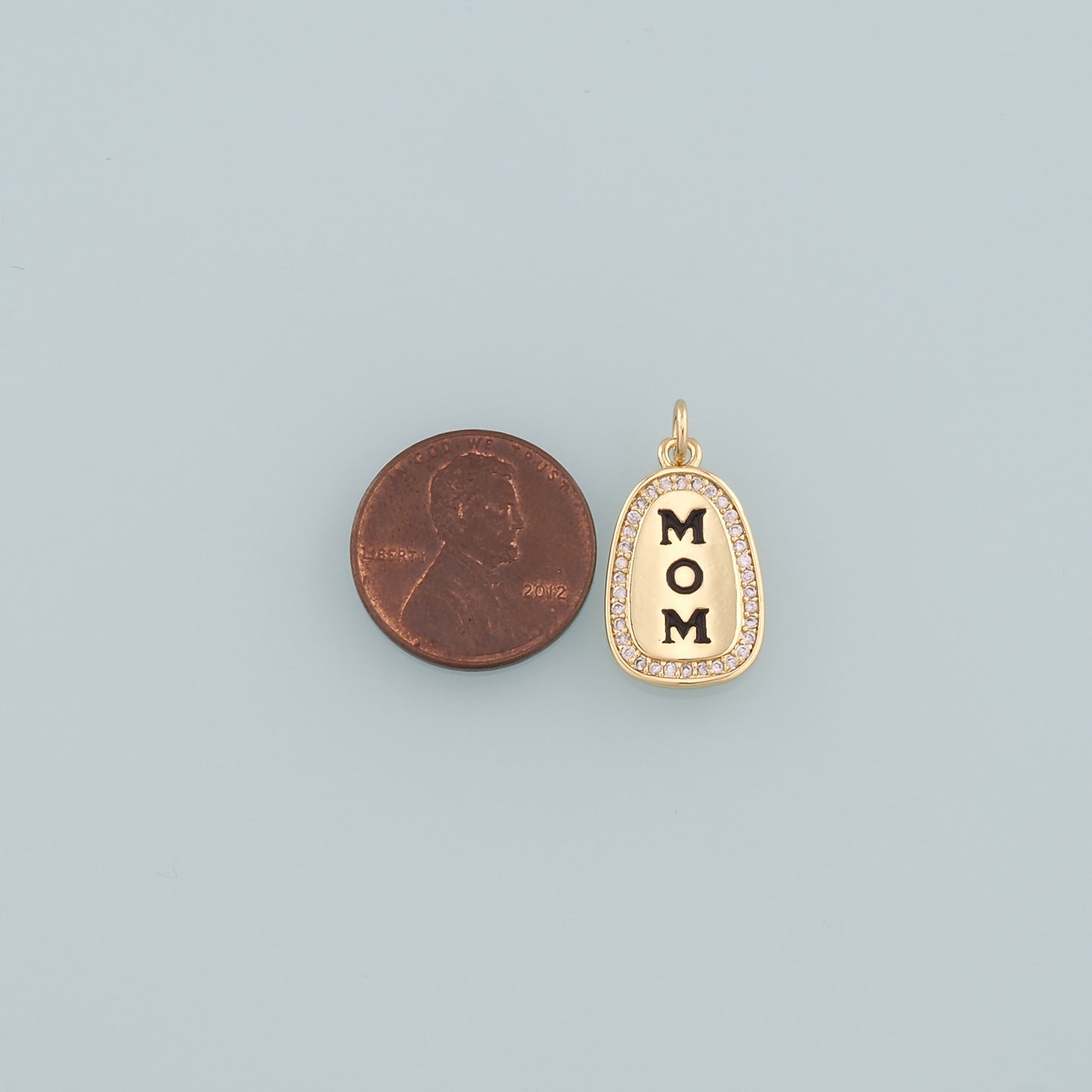 18K Gold Filled Mom Pendant,Enamel Mom Charm Bracelet Necklace for DIY Jewelry Making Supply