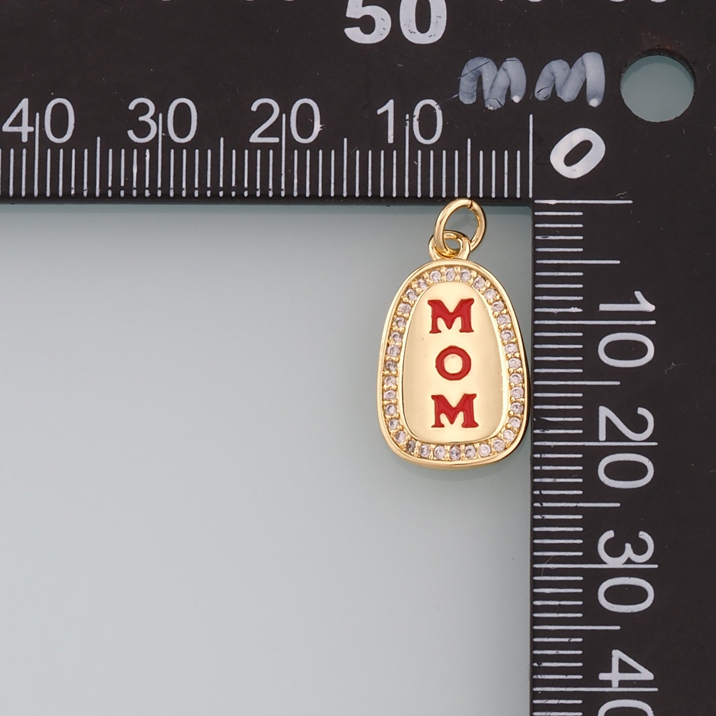18K Gold Filled Mom Pendant,Enamel Mom Charm Bracelet Necklace for DIY Jewelry Making Supply
