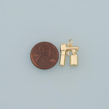 18K Gold Filled Tanning Gun Pendant,Spray Tanning Device Charm Bracelet Necklace for DIY Jewelry Making Supply