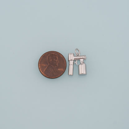 18K Gold Filled Tanning Gun Pendant,Spray Tanning Device Charm Bracelet Necklace for DIY Jewelry Making Supply