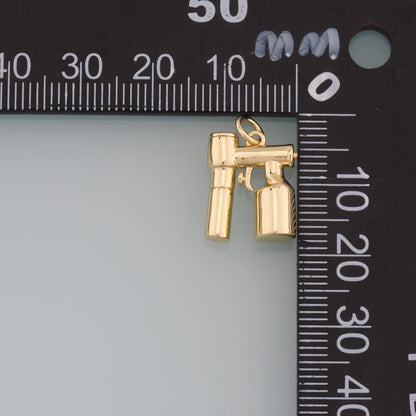 18K Gold Filled Tanning Gun Pendant,Spray Tanning Device Charm Bracelet Necklace for DIY Jewelry Making Supply