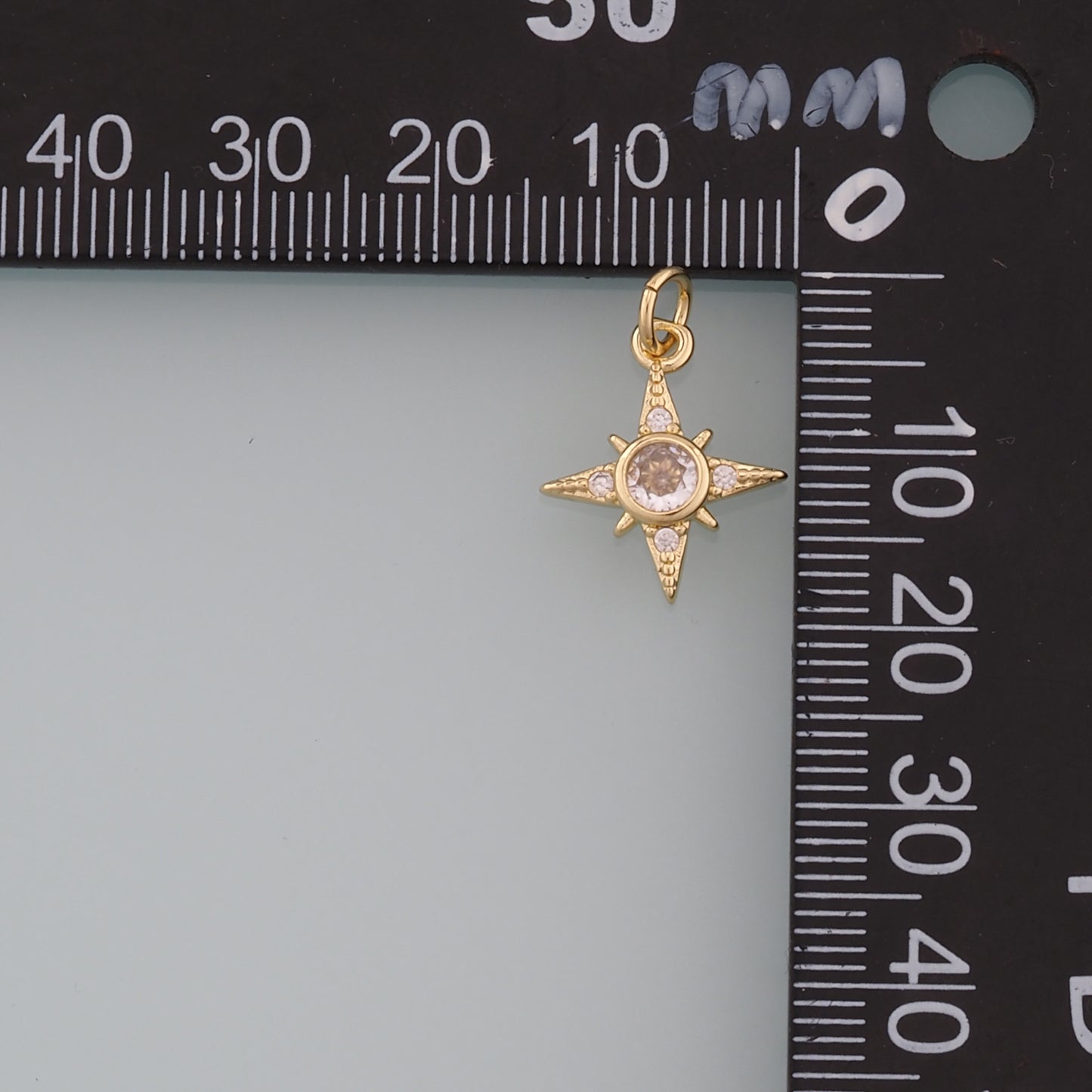 Gold Celestial Charms,18K Gold Filled Star Pendant,CZ Micro Pave North Star Charm Bracelet Necklace for DIY Jewelry Making Supply