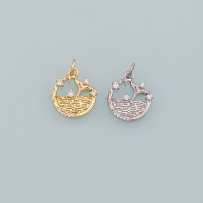 18K Gold Filled Mermaid Tail Pendant,CZ Micro Pave Tail Charm Bracelet Necklace for DIY Jewelry Making Supply