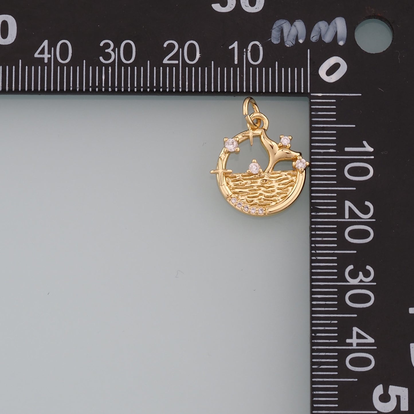 18K Gold Filled Mermaid Tail Pendant,CZ Micro Pave Tail Charm Bracelet Necklace for DIY Jewelry Making Supply