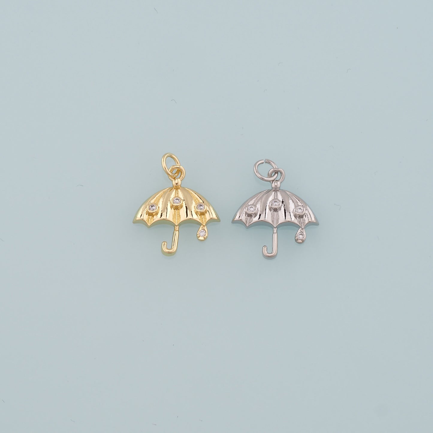 Gold Umbrella Charms,18K Gold Filled Umbrella Pendant,CZ Micro Pave Umbrella Charm Bracelet Necklace for DIY Jewelry Making Supply