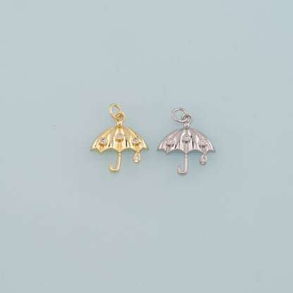 Gold Umbrella Charms,18K Gold Filled Umbrella Pendant,CZ Micro Pave Umbrella Charm Bracelet Necklace for DIY Jewelry Making Supply