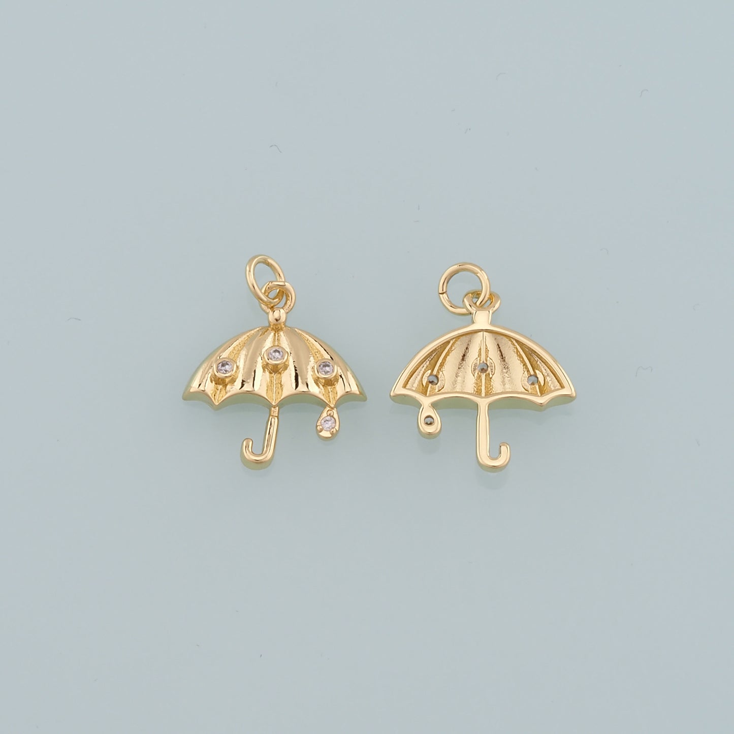 Gold Umbrella Charms,18K Gold Filled Umbrella Pendant,CZ Micro Pave Umbrella Charm Bracelet Necklace for DIY Jewelry Making Supply