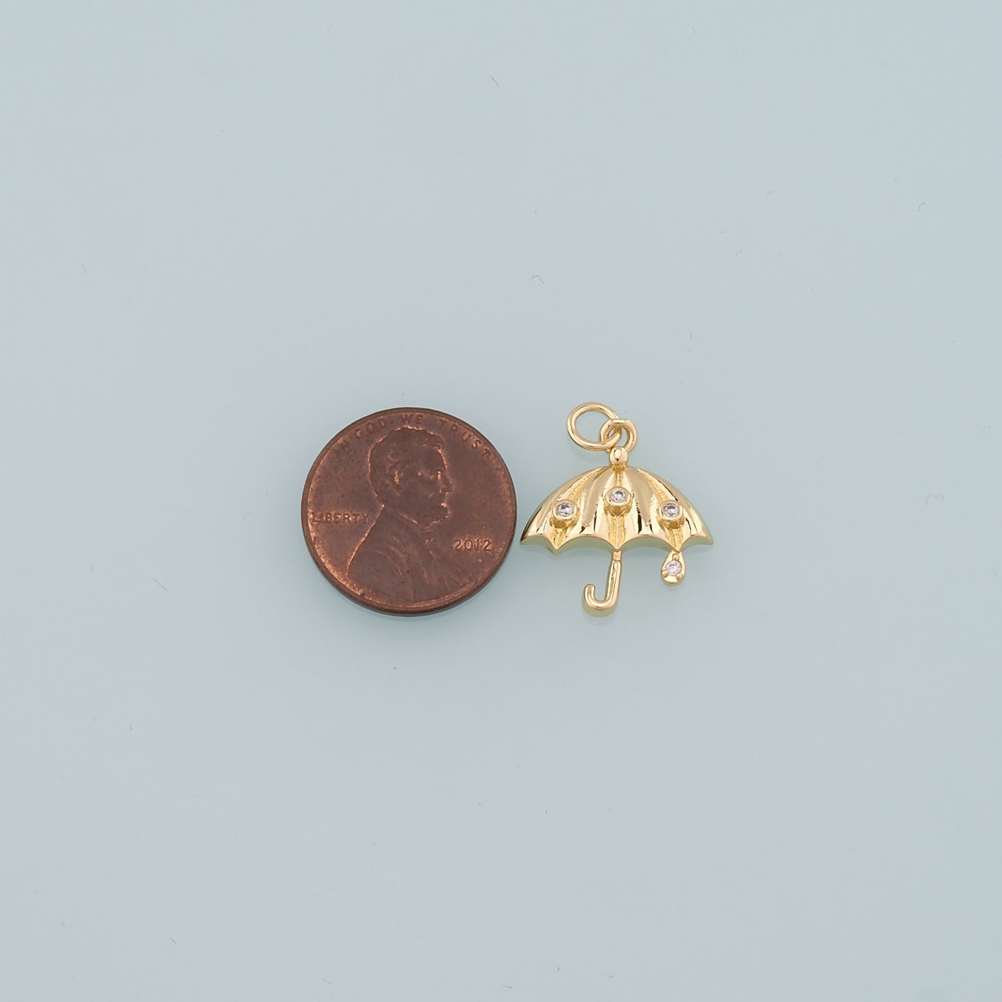 Gold Umbrella Charms,18K Gold Filled Umbrella Pendant,CZ Micro Pave Umbrella Charm Bracelet Necklace for DIY Jewelry Making Supply