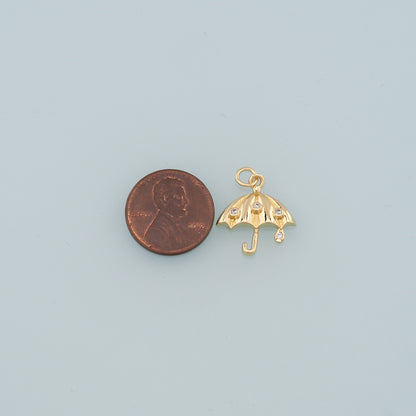 Gold Umbrella Charms,18K Gold Filled Umbrella Pendant,CZ Micro Pave Umbrella Charm Bracelet Necklace for DIY Jewelry Making Supply