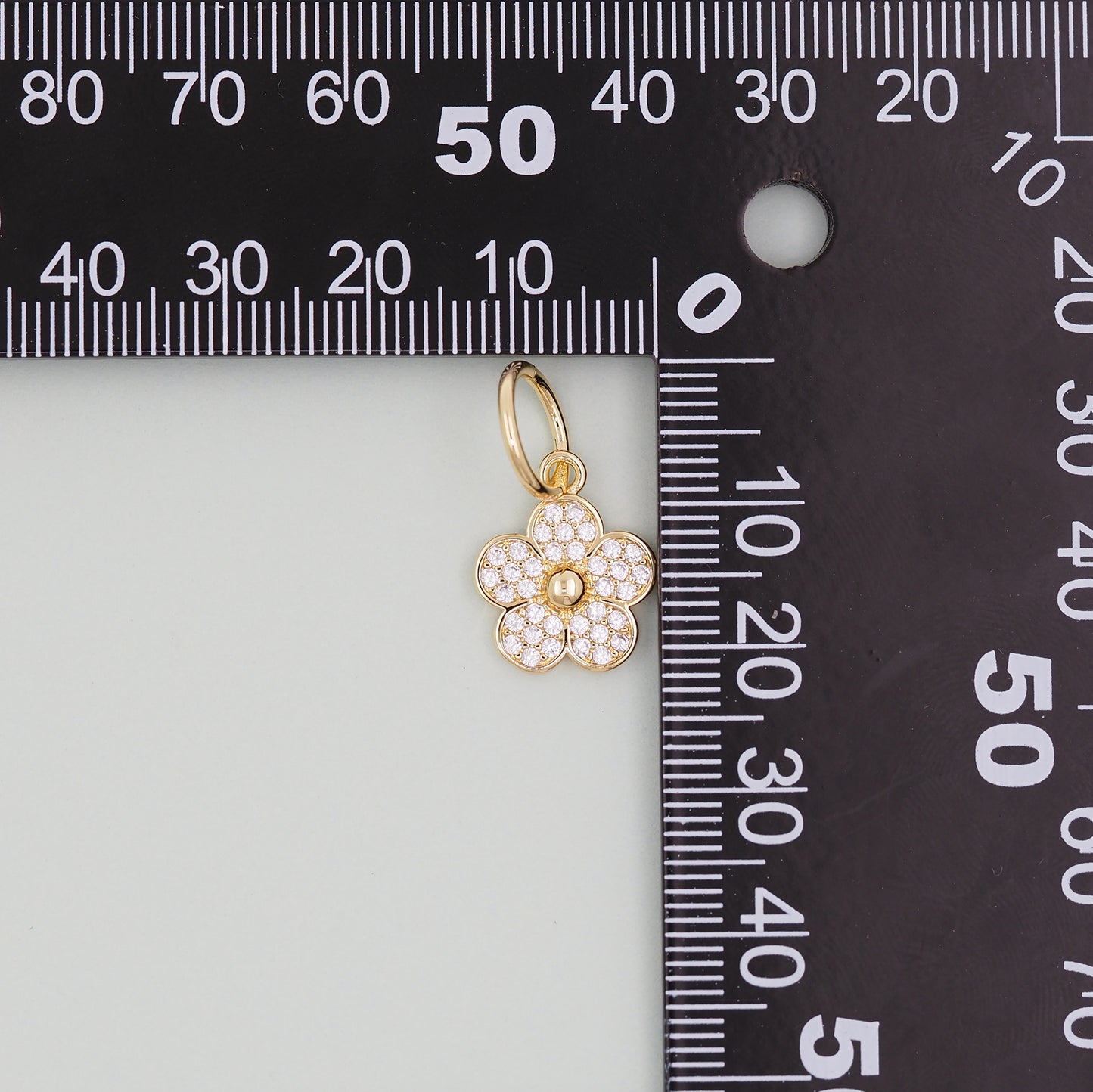 Gold Flower Charms,18K Gold Filled CZ flower Pendant,Silver flower Charm Bracelet Necklace for DIY Jewelry Making Supply