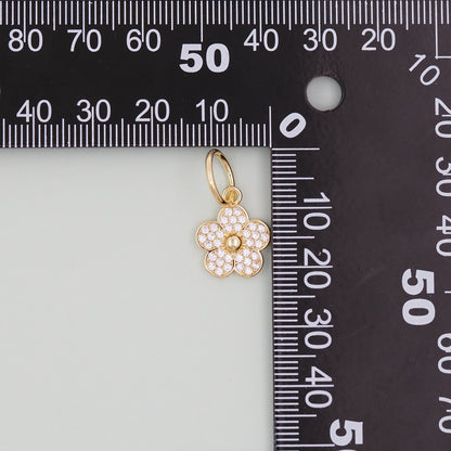 Gold Flower Charms,18K Gold Filled CZ flower Pendant,Silver flower Charm Bracelet Necklace for DIY Jewelry Making Supply