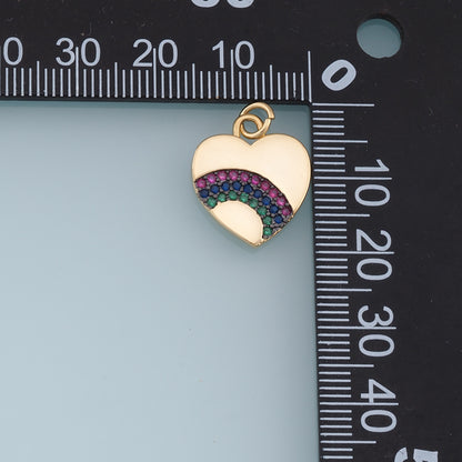 Gold Heart Charms,18K Gold Filled Heart Pendant,CZ Micro Pave Heart Charm Bracelet Necklace for DIY Jewelry Making Supply