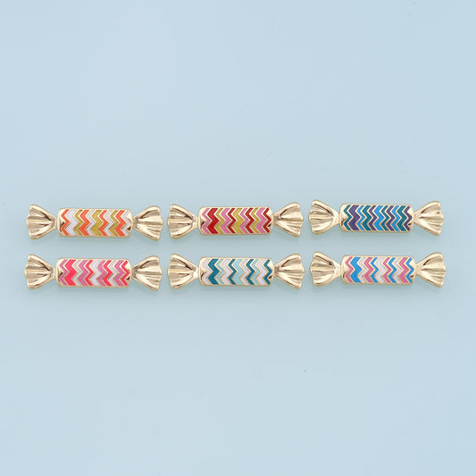 Gold Candy Charms,18K Gold Filled Enamel Sweet Pendant,Color Candy Charms Bracelet Necklace for DIY Jewelry Making Supply