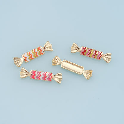 Gold Candy Charms,18K Gold Filled Enamel Sweet Pendant,Color Candy Charms Bracelet Necklace for DIY Jewelry Making Supply