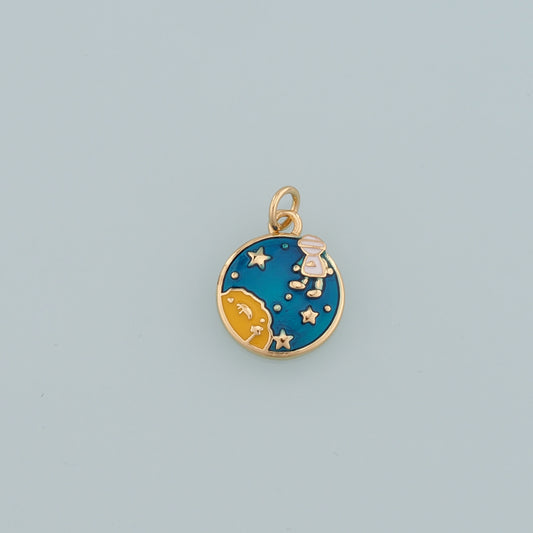 Gold Astronaut Charms,18K Gold Filled Astronaut Pendant,Enamel Universe Charm Bracelet Necklace for DIY Jewelry Making Supply