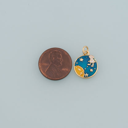 Gold Astronaut Charms,18K Gold Filled Astronaut Pendant,Enamel Universe Charm Bracelet Necklace for DIY Jewelry Making Supply