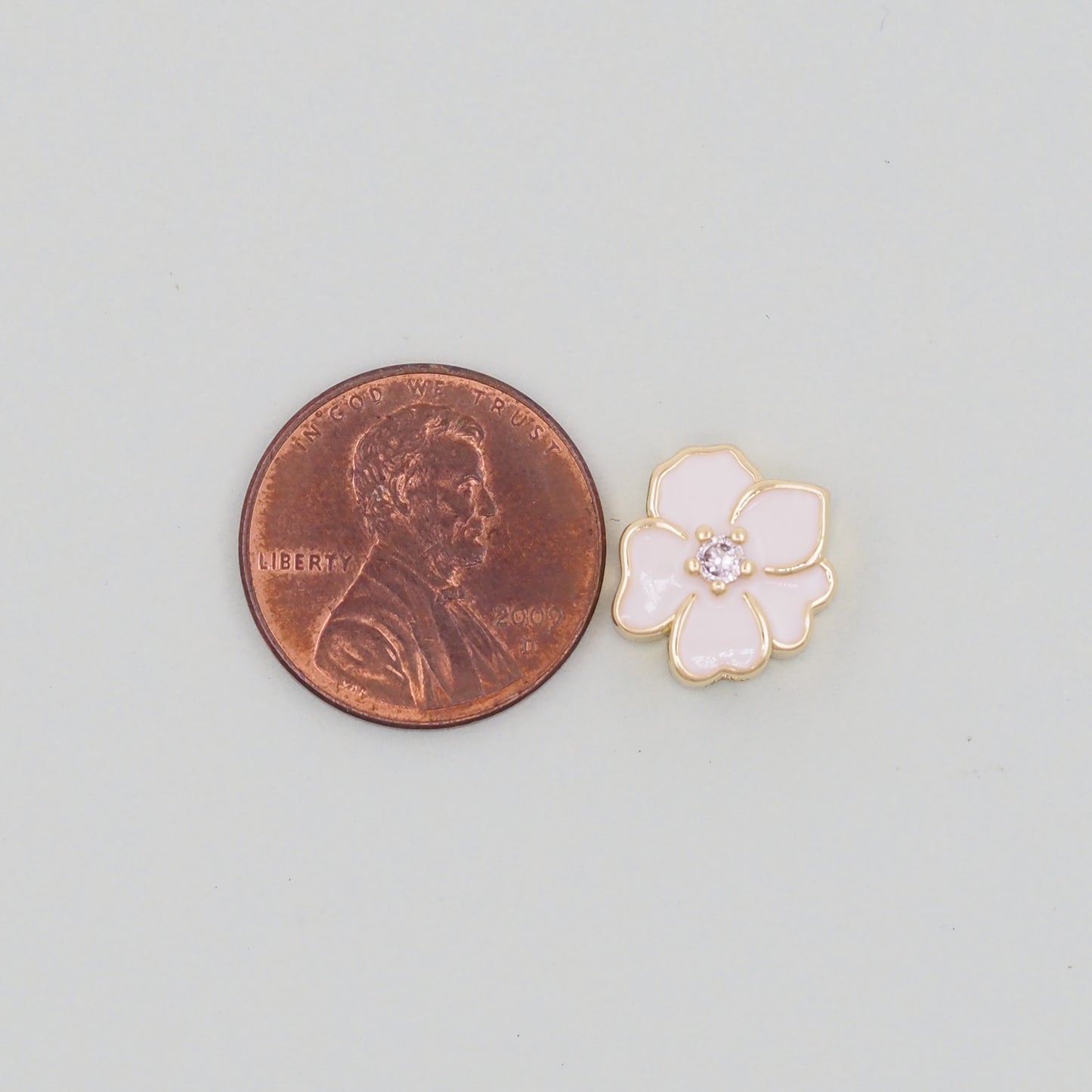 Gold Enamel Flower Bead Charms,18K Gold Filled CZ flower Pendant,Silver flower Charm Bracelet Necklace for DIY Jewelry Making Supply