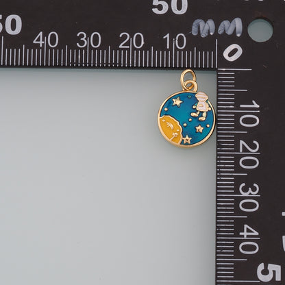 Gold Astronaut Charms,18K Gold Filled Astronaut Pendant,Enamel Universe Charm Bracelet Necklace for DIY Jewelry Making Supply