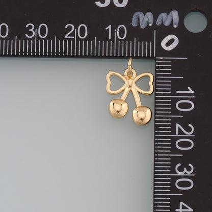 Gold Cherry Charms,18K Gold Filled Cherry Pendant,Fruit Charm Bracelet Necklace for DIY Jewelry Making Supply