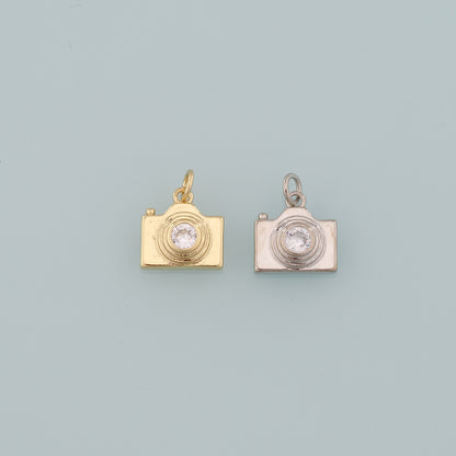 Gold Camera Charms,18K Gold Filled Camera Pendant,Camera Charm Bracelet Necklace for DIY Jewelry Making Supply