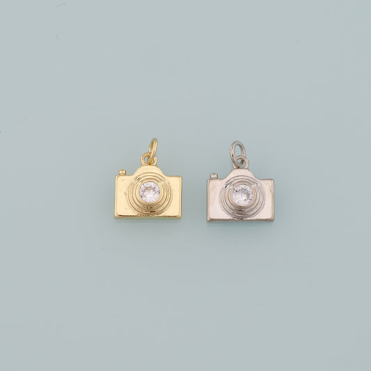 Gold Camera Charms,18K Gold Filled Camera Pendant,Camera Charm Bracelet Necklace for DIY Jewelry Making Supply