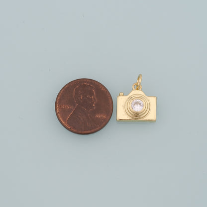 Gold Camera Charms,18K Gold Filled Camera Pendant,Camera Charm Bracelet Necklace for DIY Jewelry Making Supply