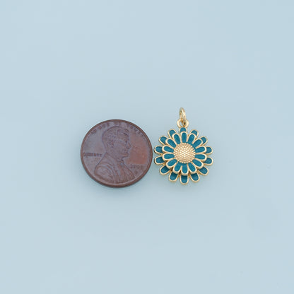 Gold Daisy Charms,18K Gold Filled Enamel Daisy Pendant,Daisy Charm Bracelet Necklace for DIY Jewelry Making Supply