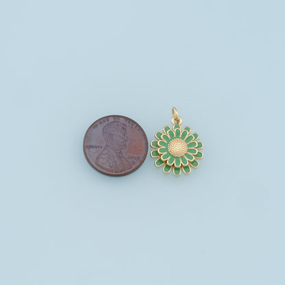 Gold Daisy Charms,18K Gold Filled Enamel Daisy Pendant,Daisy Charm Bracelet Necklace for DIY Jewelry Making Supply