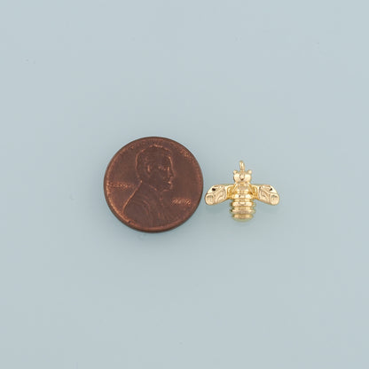 Gold Insect Charms,18K Gold Filled Bee Pendant,Dainty Bee Charm Bracelet Necklace for DIY Jewelry Making Supply