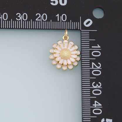 Gold Daisy Charms,18K Gold Filled Enamel Daisy Pendant,Daisy Charm Bracelet Necklace for DIY Jewelry Making Supply