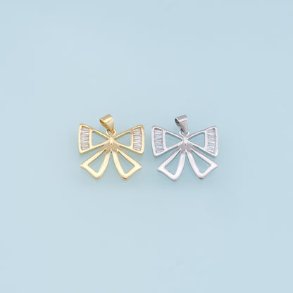Gold Bow Charms,18K Gold Filled Bow Pendant,bow tie Charm Bracelet Necklace for DIY Jewelry Making Supply