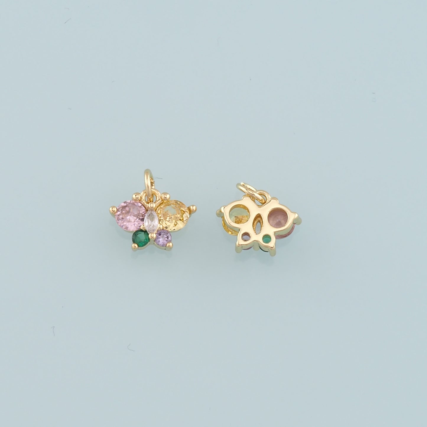 Gold Butterfly Charms,18K Gold Filled Butterfly Pendant,CZ Micro Pave Butterfly Charm Bracelet Necklace for DIY Jewelry Making Supply