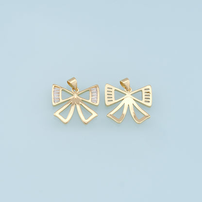 Gold Bow Charms,18K Gold Filled Bow Pendant,bow tie Charm Bracelet Necklace for DIY Jewelry Making Supply