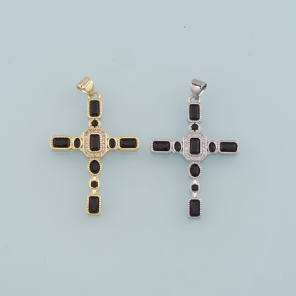 Gold Cross Charms,18K Gold Filled Cross Pendant,CZ Micro Pave Religion Charm Bracelet Necklace for DIY Jewelry Making Supply