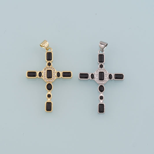 Gold Cross Charms,18K Gold Filled Cross Pendant,CZ Micro Pave Religion Charm Bracelet Necklace for DIY Jewelry Making Supply