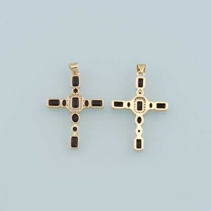 Gold Cross Charms,18K Gold Filled Cross Pendant,CZ Micro Pave Religion Charm Bracelet Necklace for DIY Jewelry Making Supply