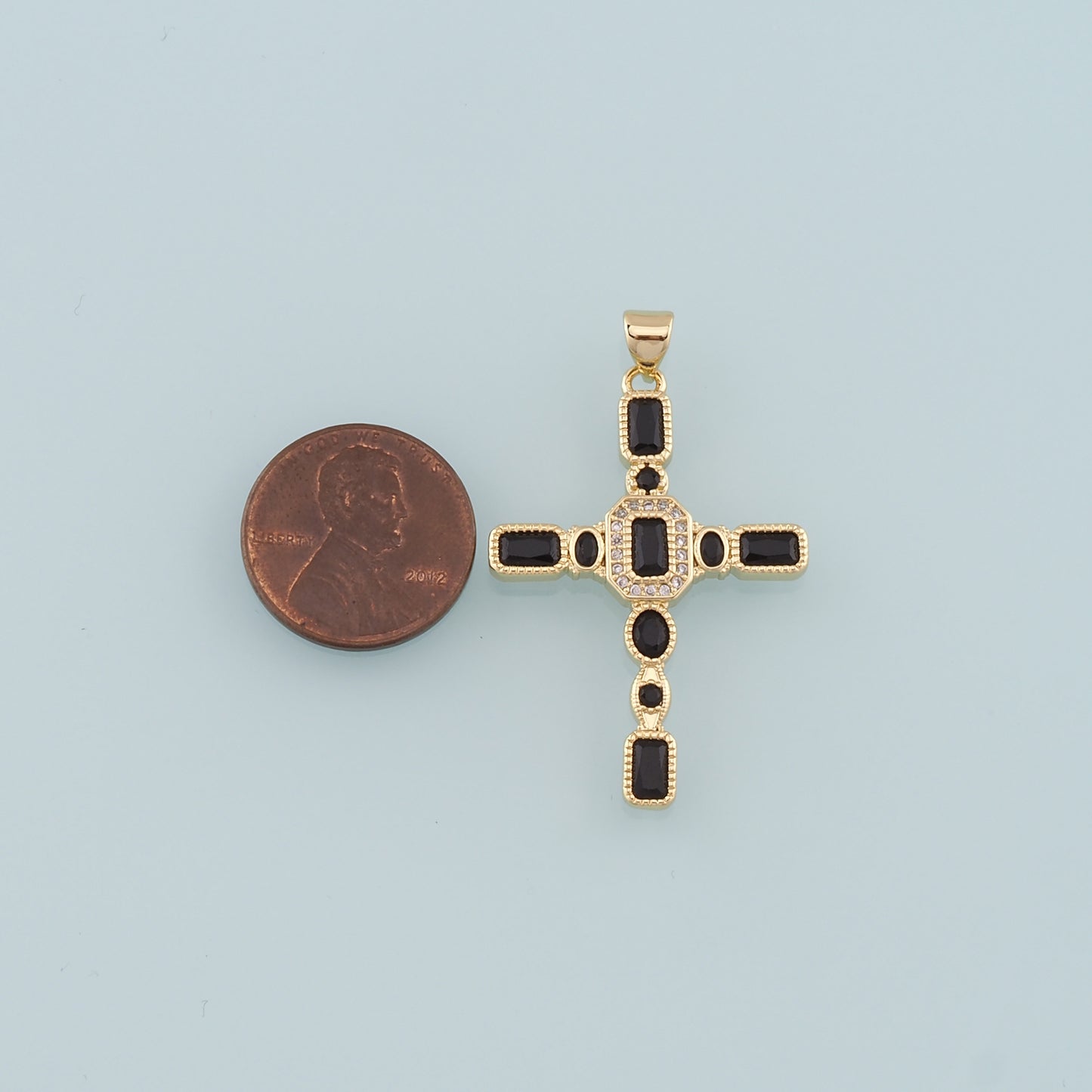 Gold Cross Charms,18K Gold Filled Cross Pendant,CZ Micro Pave Religion Charm Bracelet Necklace for DIY Jewelry Making Supply