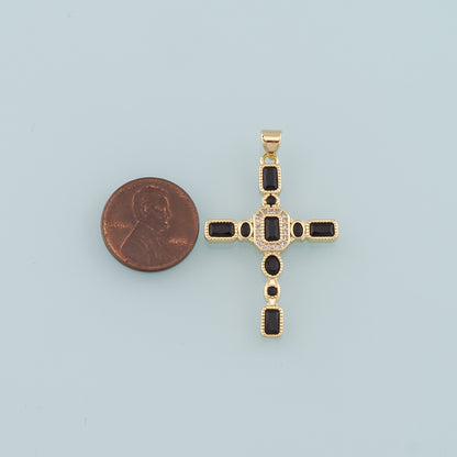 Gold Cross Charms,18K Gold Filled Cross Pendant,CZ Micro Pave Religion Charm Bracelet Necklace for DIY Jewelry Making Supply