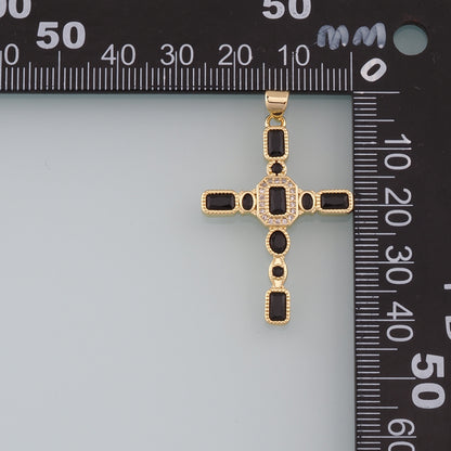 Gold Cross Charms,18K Gold Filled Cross Pendant,CZ Micro Pave Religion Charm Bracelet Necklace for DIY Jewelry Making Supply